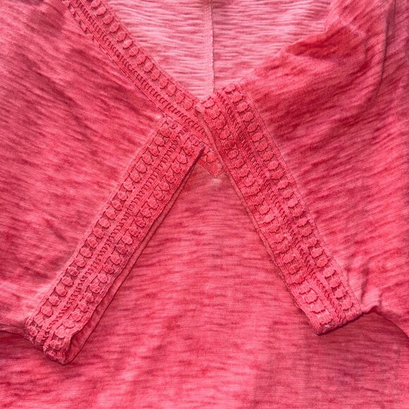 Chicos V-Neck Short Sleeve Cotton Tunic Dress Womens Size 1 Orange Textured - Picture 3 of 7